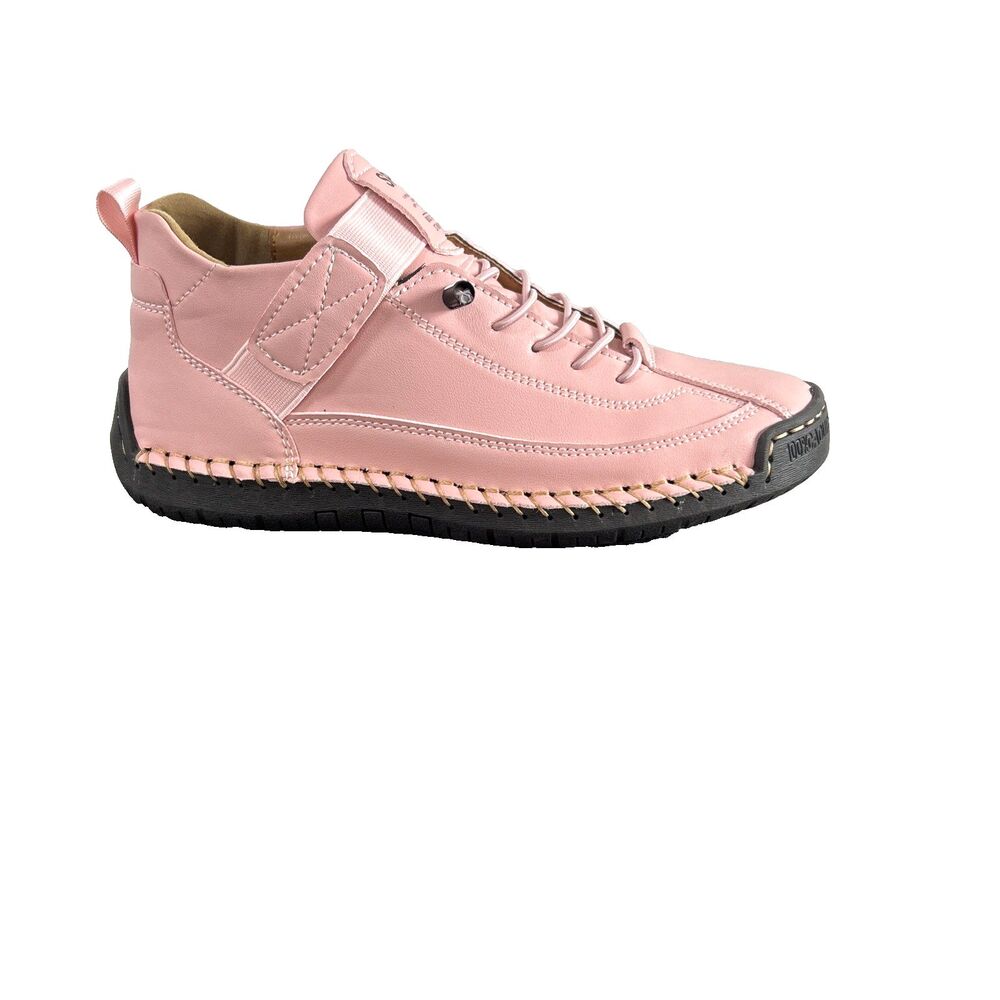 Women's Pink Casual Shoe, Western Ankle Bootie Lace Up Non-slip Sz 36/ US 5.5-6